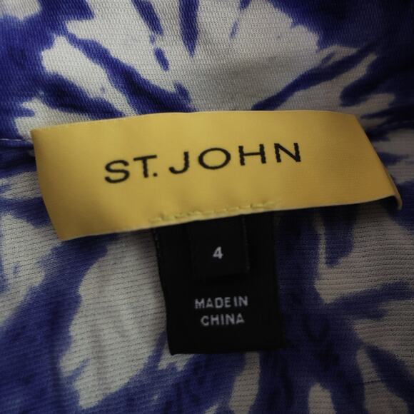 St John Floral Print Silk And Spandex Blend Shirt Dress Size 4 - Picture 6 of 13